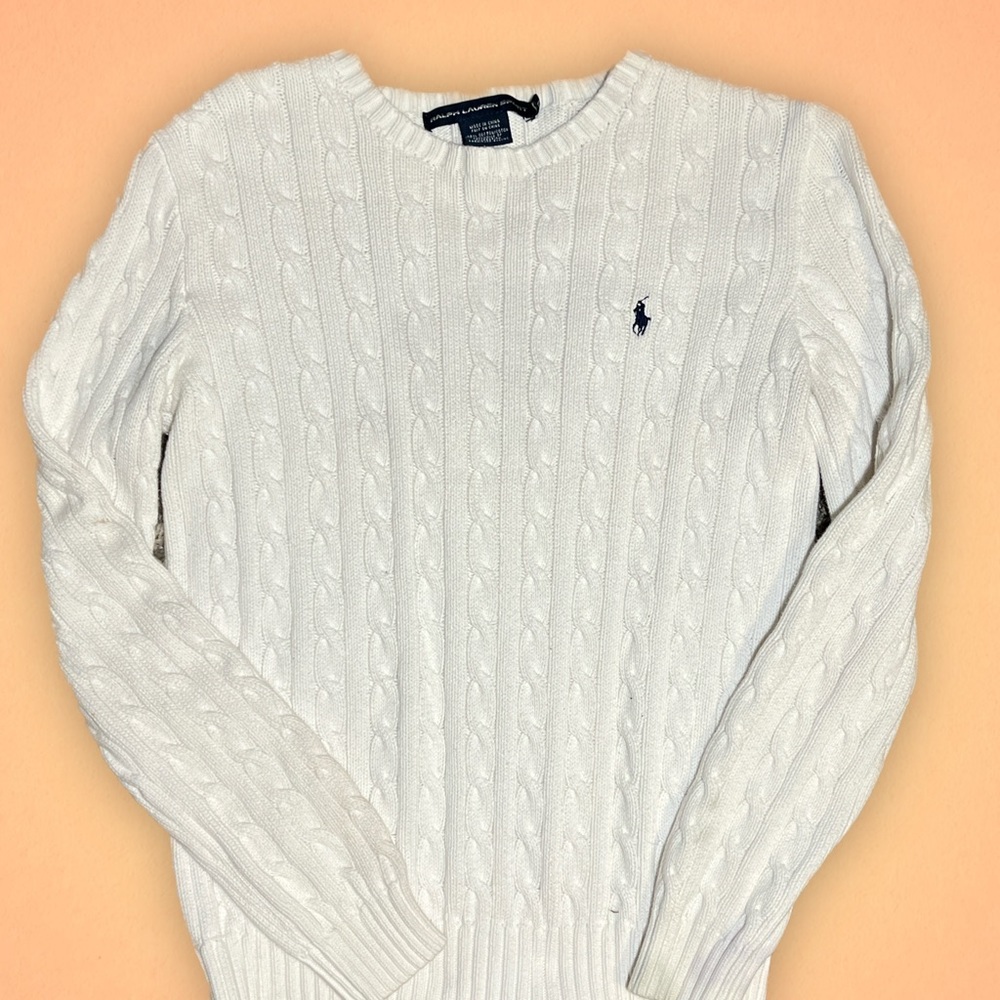 Polo Ralph Lauren Sweater white logo sweater, size large